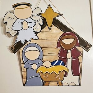 Christmas Home Decor,   Nativity Door Hanger